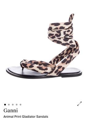 Ganni Leopard-Print Wrap Sandals NWOT size 36